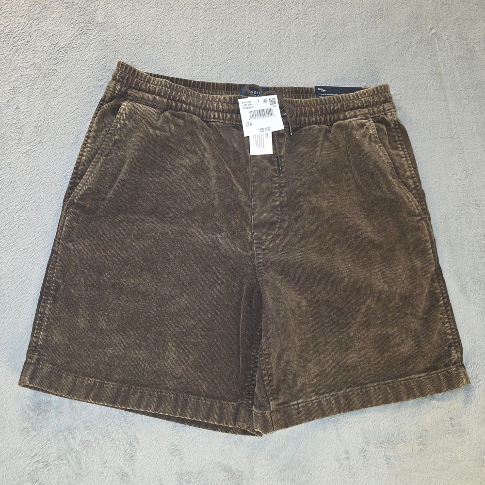 American Eagle Mens Brown Corduroy 7 Lived-In Trekker Shorts Flex Medium M NEW